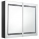 Sonata H LED шкаф с огледало за баня, сияйно черно, 80x12x68 см