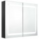 Sonata H LED шкаф с огледало за баня, сияйно черно, 80x12x68 см