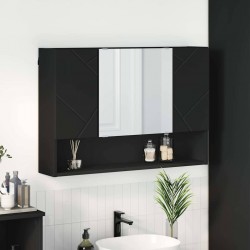 Sonata H Шкаф с огледало за баня Черно 80 x 17 x 55 см Инженерно дърво - Dulapuri de baie