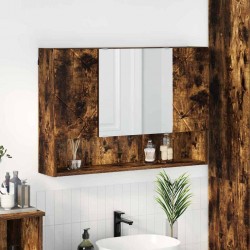 Sonata H Шкаф с огледало за баня с врата Опушен дъб 80 x 17 x 55 см - Dulapuri de baie