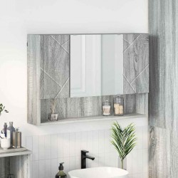 Sonata H Шкаф с огледало за баня с врата Сив сонома 80 x 17 x 55 см - Dulapuri de baie