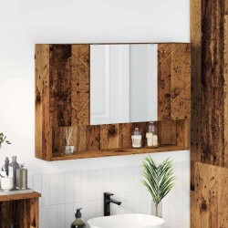 Sonata H Шкаф с огледало за баня с врата Старо дърво 80 x 17 x 55 см - Dulapuri de baie