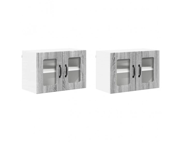 Sonata H Горен кухненски шкаф с рафт 2 pcs Сив Сонома 60 x 31 x 40 см