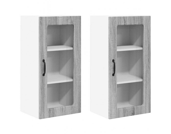 Sonata H Горен кухненски шкаф с рафт 2 pcs Сив Сонома 40 x 31 x 80 см