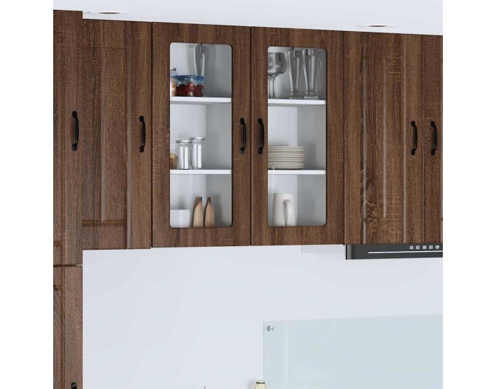 Sonata H Горен кухненски шкаф с рафт 2 pcs Кафяв дъб 40 x 31 x 80 см