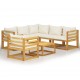 Sonata Set mobilier grădină cu perne, 7 piese, crem, lemn masiv acacia