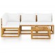 Sonata Set mobilier grădină cu perne, 5 piese, crem, lemn masiv acacia