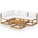 Sonata Set mobilier grădină cu perne, 5 piese, crem, lemn masiv acacia