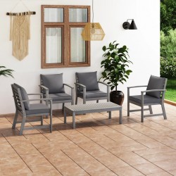 Sonata H Градински комплект с възглавници, 5 части, акация масив, сив - Seturi pentru exterior