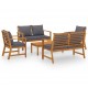 Sonata Set mobilier de grădină cu perne, 5 piese, lemn masiv acacia
