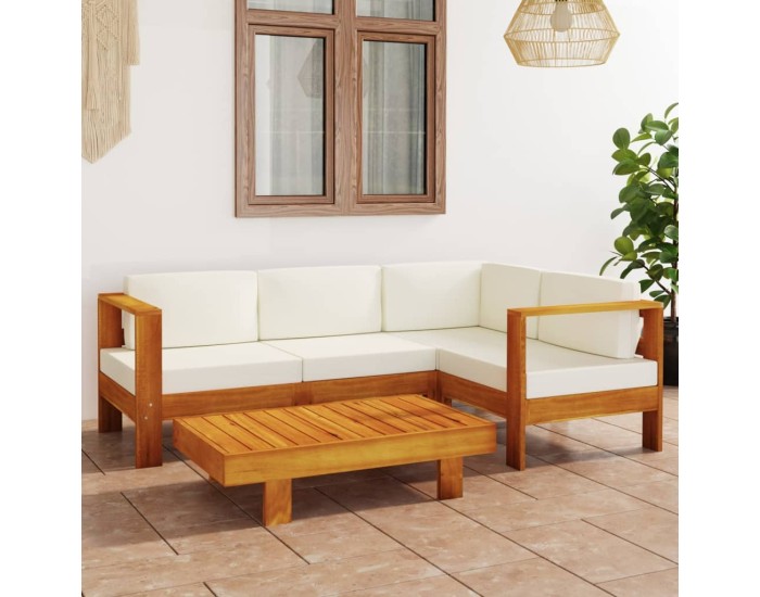 Sonata Set fotoliu de grădină cu 5 piese și perne, 100x60 cm, lemn de salcâm