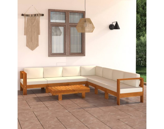 Sonata H Градински комплект с възглавници, 8 части, 100x60 см, акациево дърво
