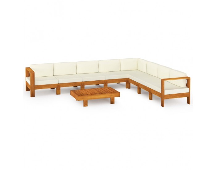 Sonata Set fotoliu de grădină cu 9 piese și perne, 100x60 cm, lemn de salcâm