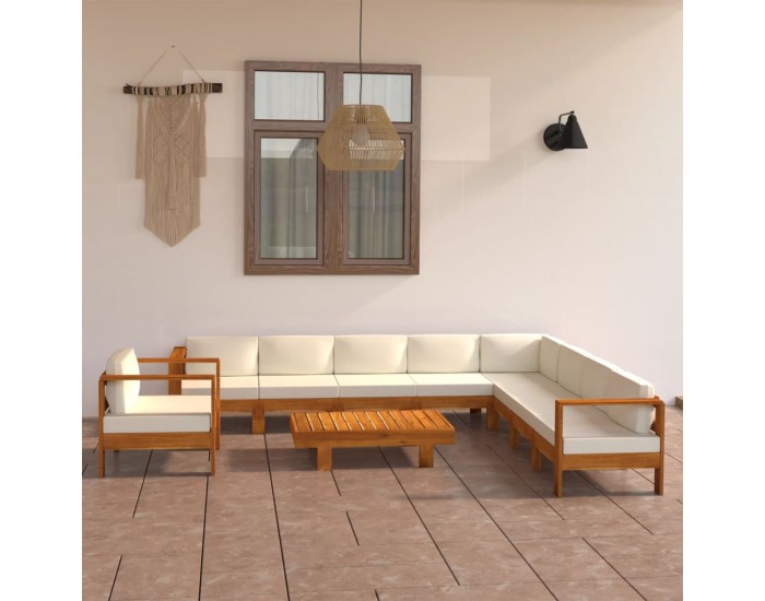 Sonata H Градински комплект с възглавници, 10 части, 100x60 см, акациево дърво