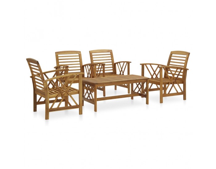 Sonata Set mobilier de grădină, 5 piese, lemn masiv de acacia