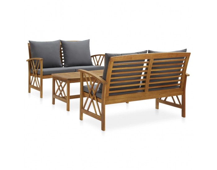 Sonata Set mobilier grădină cu perne, 3 piese, lemn masiv de acacia
