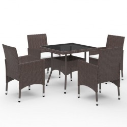 Sonata H Градински трапезен комплект, 5 части, кафяв, полиратан и стъкло - Seturi pentru exterior