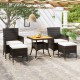 Sonata Set mobilier grădină, 5 piese, negru, poliratan și lemn acacia