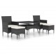 Sonata Set mobilier grădină, 5 piese, negru, poliratan/sticlă tratată