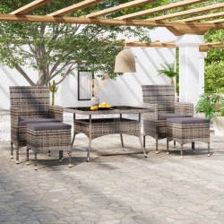Sonata H Градински комплект, 5 части, полиратан и закалено стъкло, сив - Seturi pentru exterior