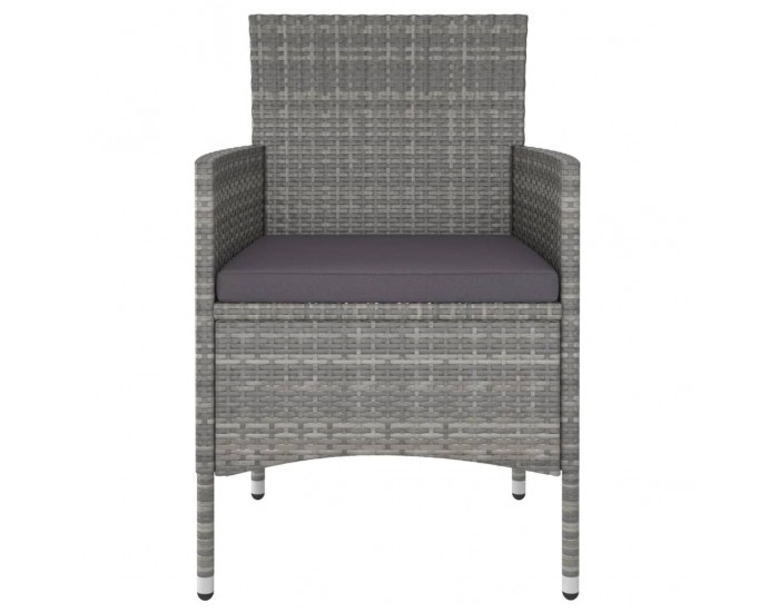Sonata Set mobilier grădină, 5 piese, gri, poliratan/sticlă tratată