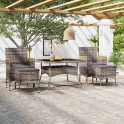 Sonata H Градински комплект, 5 части, полиратан и закалено стъкло, сив - Seturi pentru exterior