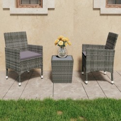 Sonata H Бистро комплект, 3 части, полиратан и закалено стъкло, сив - Seturi pentru exterior