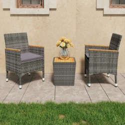 Sonata H Бистро комплект, 3 части, полиратан и акациево дърво, сив - Seturi pentru exterior