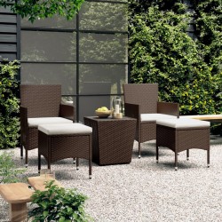 Sonata H Бистро комплект от 5 части, полиратан и закалено стъкло, кафяв - Seturi pentru exterior