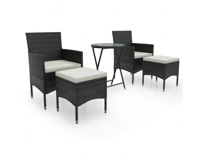 Sonata Set mobilier bistro grădină 3 piese negru poliratan și sticlă