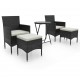 Sonata Set mobilier bistro grădină 3 piese negru poliratan și sticlă