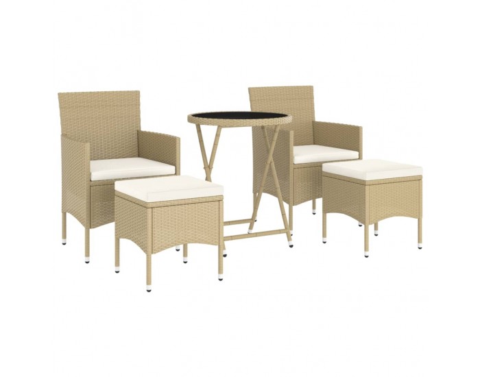 Sonata Set mobilier bistro, 3 piese, bej, poliratan/sticlă securizată