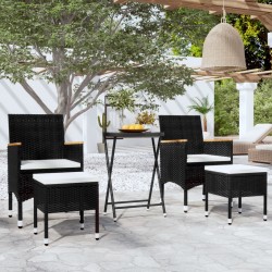 Sonata H Градински комплект, 5 части, полиратан и закалено стъкло, черно - Seturi pentru exterior