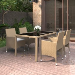 Sonata H Градински комплект, 5 части, полиратан и закалено стъкло, бежов - Seturi pentru exterior