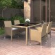 Sonata Set mobilier de grădină,5 piese,bej,poliratan/sticlă securizată