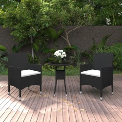 Sonata H Градински трапезен комплект, 3 части, полиратан, черен - Seturi pentru exterior