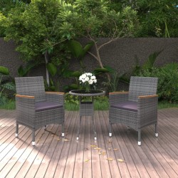 Sonata H Градински трапезен комплект, 3 части, полиратан, сив - Seturi pentru exterior