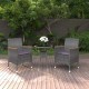 Sonata H Градински трапезен комплект, 3 части, полиратан, сив