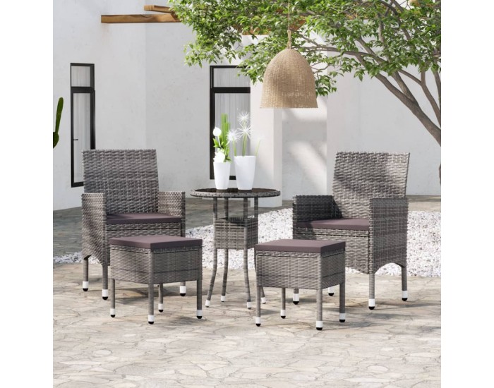 Sonata Set mobilier de grădină, 5 piese, gri, poliratan