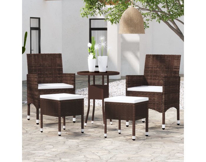 Sonata Set mobilier de grădină, 5 piese, maro, poliratan