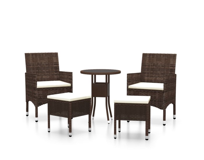 Sonata Set mobilier de grădină, 5 piese, maro, poliratan