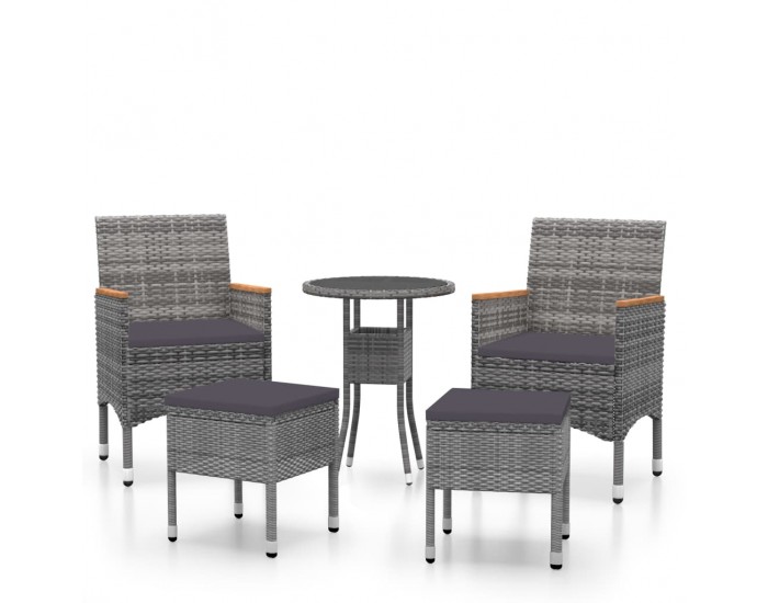 Sonata Set mobilier de grădină, 5 piese, gri, poliratan