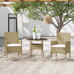 Sonata H Градински трапезен комплект, 3 части, полиратан бежов - Seturi pentru exterior