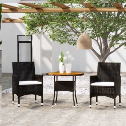 Sonata H Градински трапезен комплект, 3 части, полиратан, черен - Seturi pentru exterior