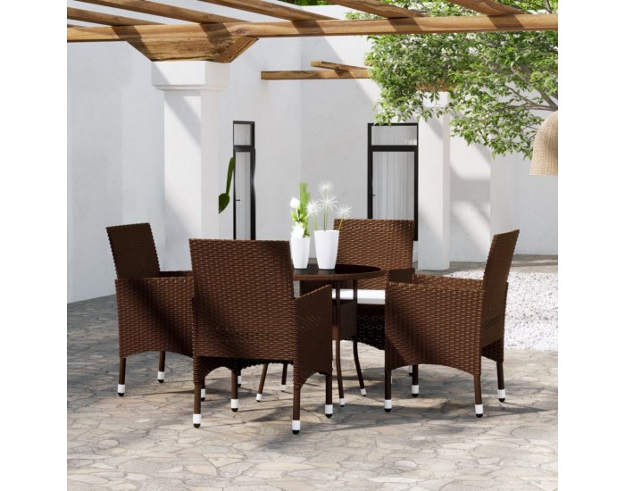 Sonata Set mobilier de grădină, 5 piese, maro, poliratan