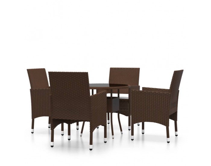 Sonata Set mobilier de grădină, 5 piese, maro, poliratan