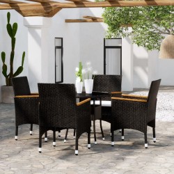 Sonata H Градински трапезен комплект, 5 части, полиратан, черен - Seturi pentru exterior
