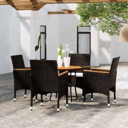 Sonata H Градински трапезен комплект, 5 части, полиратан, черен - Seturi pentru exterior