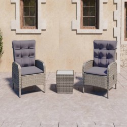 Sonata H Градински бистро комплект, 3 части, полиратан и стъкло, сив - Seturi pentru exterior