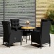 Sonata H Градински бистро комплект, 5 части, полиратан, черен